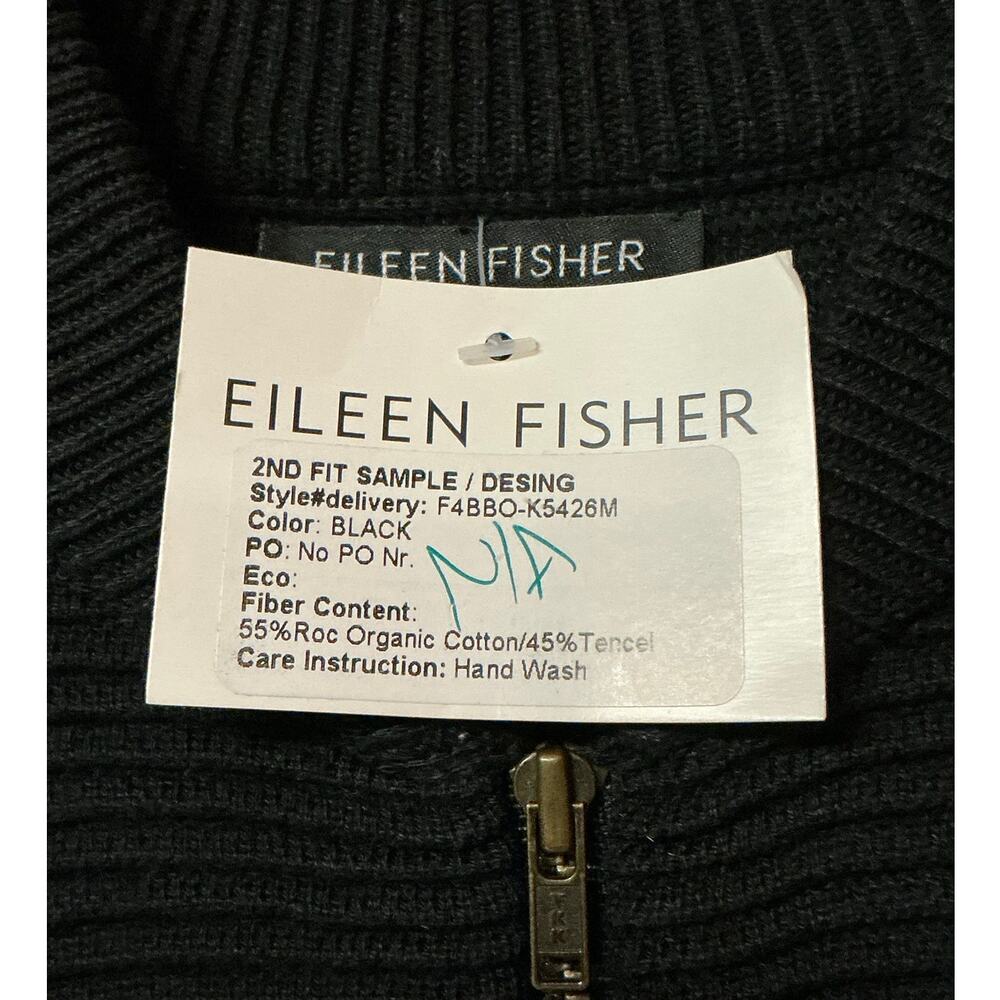 Eileen Fisher Organic Cotton Tencel Zip Jacket Black Women’s Size S - Picture 5 of 9